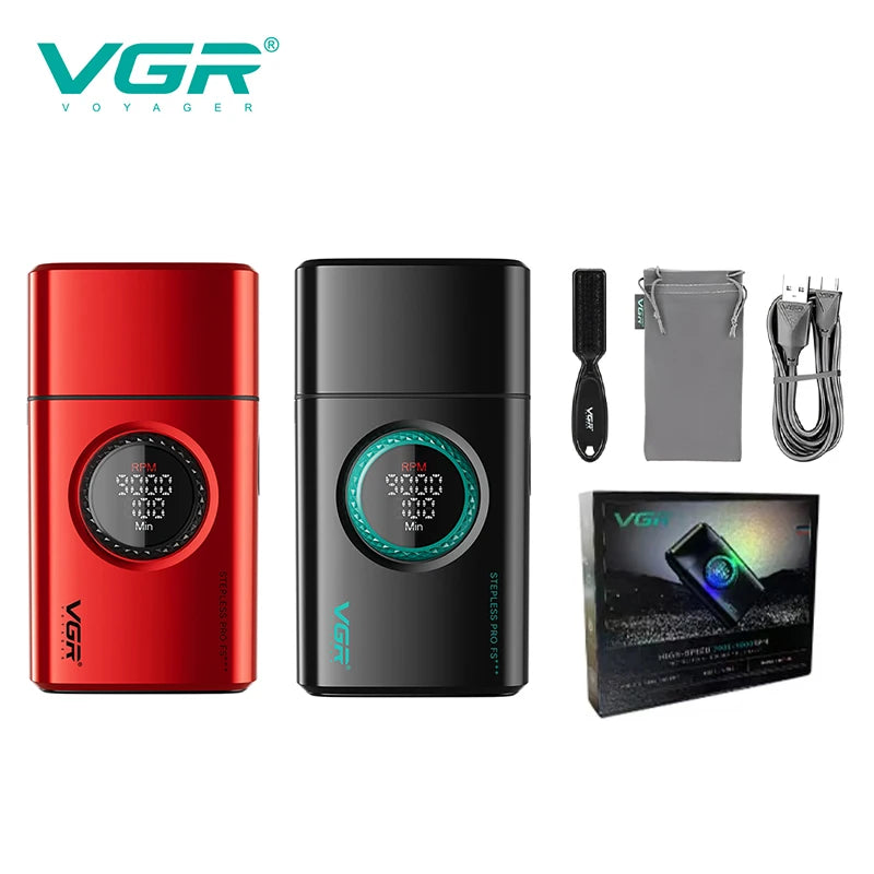 VGR high-end men's shaver alloy reciprocating three blade shaver LED intelligent digital display 9000 speed hair trimmer V-378 Ürün ana görseli
