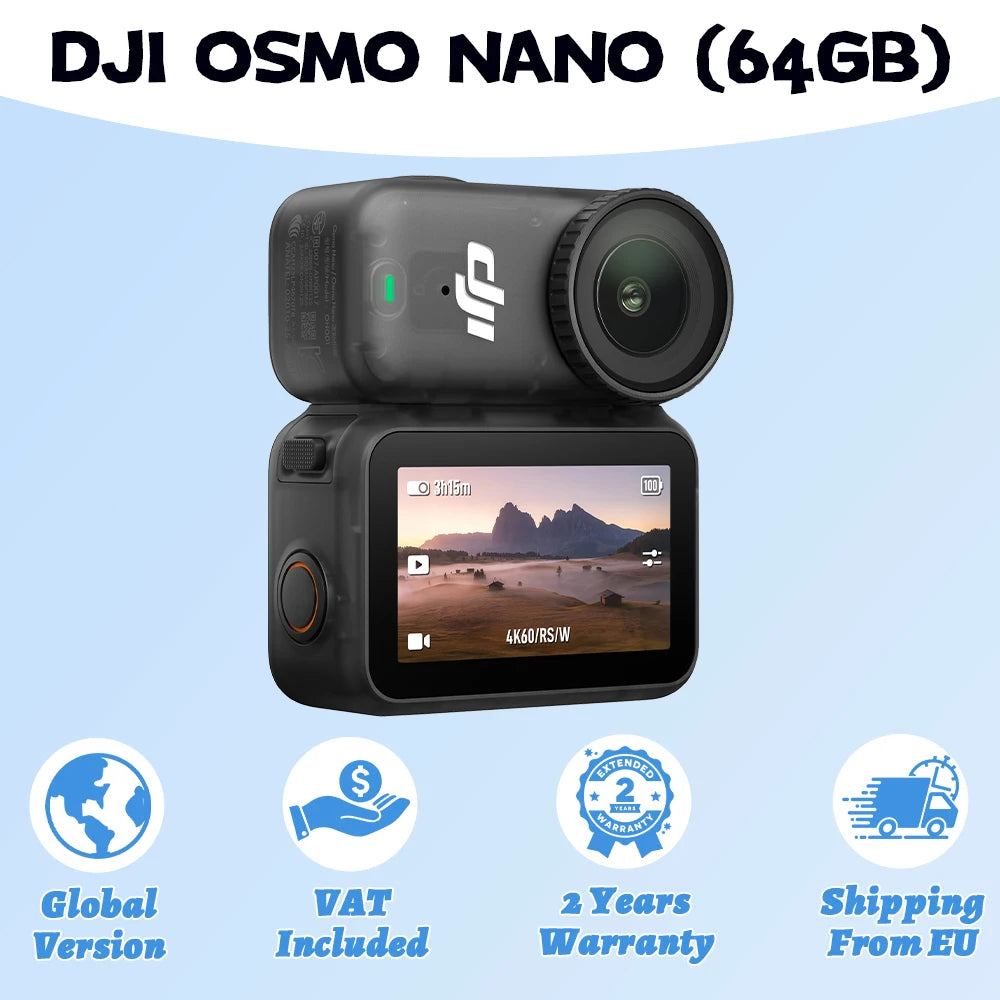DJI OSMO NANO Lightweight Sports Action Video Cameras 1/1.3 ″ Sensor 143 ° Wide Wearable Camera For Cycling Running Vlogging Ürün ana görseli