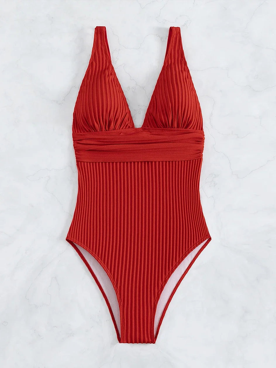 Deep V One Piece Swimsuit Women 2024 Push Up Swimwear Female Sexy Summer Beachwear Swim for Bathing Suits Micro Korean Monokini