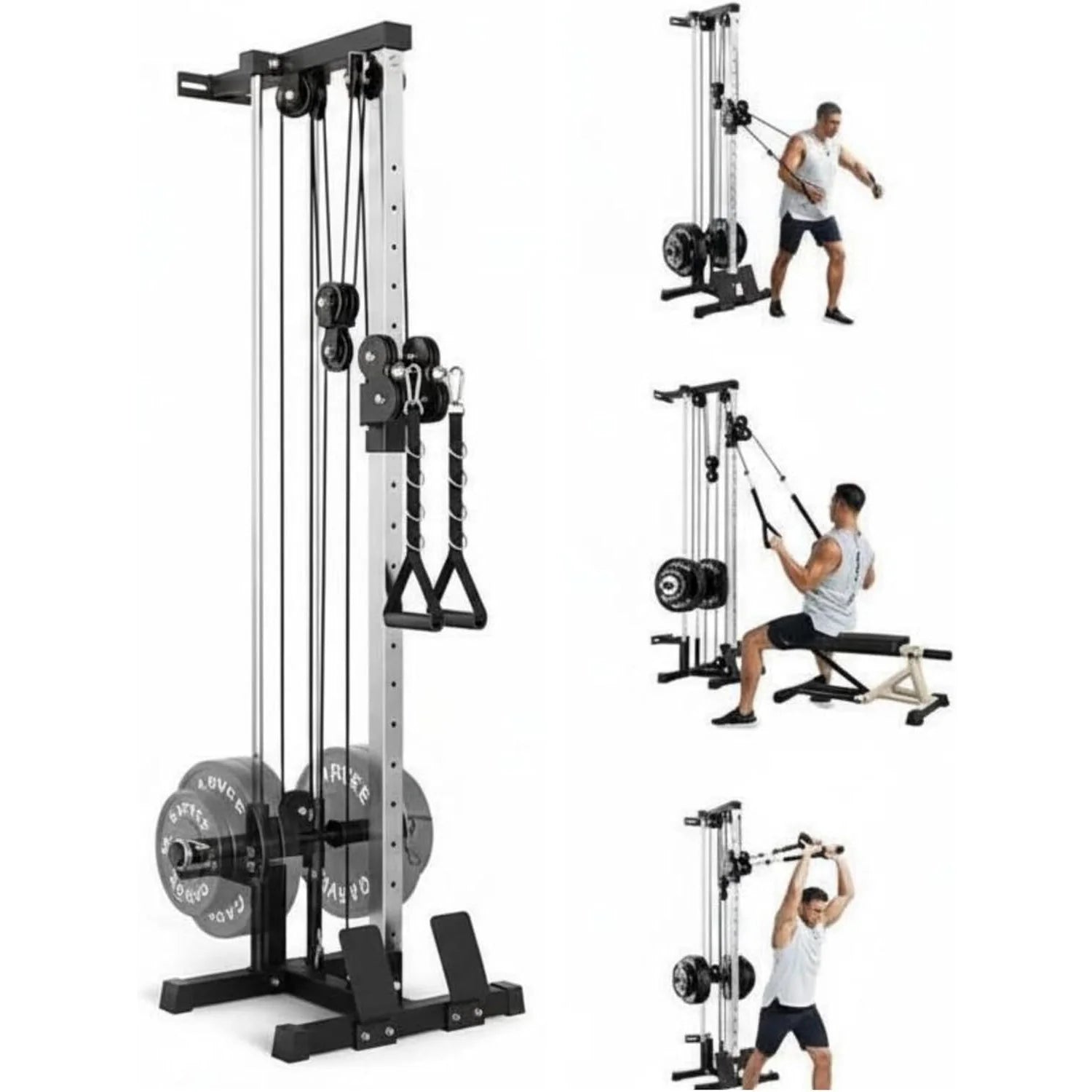 Wall Mount Cable Station Dual Pulley Cable Crossover Machine LAT Pulldown Bar & Foot Board for Home Gym Strength Training Ürün ana görseli
