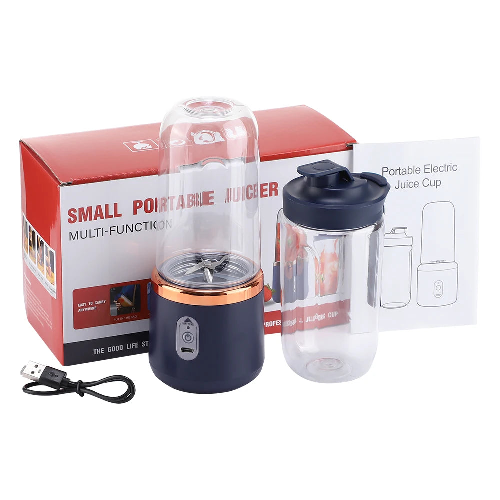 6 Blades Electric Juicer Cup with 2 Cups For Travel Portable Juicer Mixer Usb Charge Fresh Fruit Juice Personal Blender Smoothie Ürün ana görseli