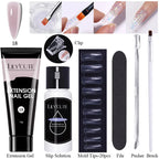 LILYCUTE 15ml Extension Gel Nail Polish Set Quick Nail Prolong With Extend Mold Nail Tips Acrylic Solution Manicure Tools Kit