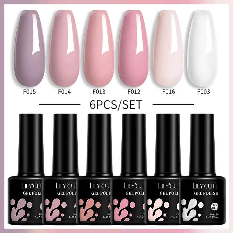 LILYCUTE Nail Gel Polish Set Pink Green Spring DIY Nail Art Design Long Lasting Soak Off UV Gel Manicure Painting Gel Vernis Kit