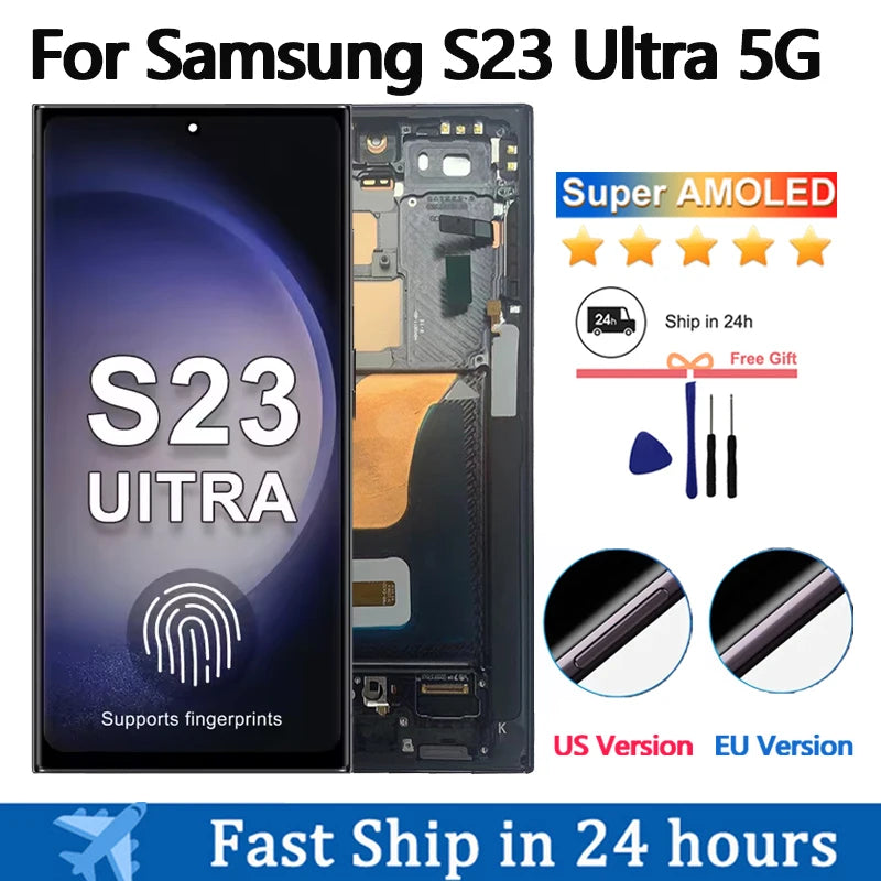 6.8“ Super AMOLED For Samsung Galaxy S23 Ultra S918 LCD Display Touch Screen Digitizer Assembly Support fingerprint and S-Pen Ürün ana görseli