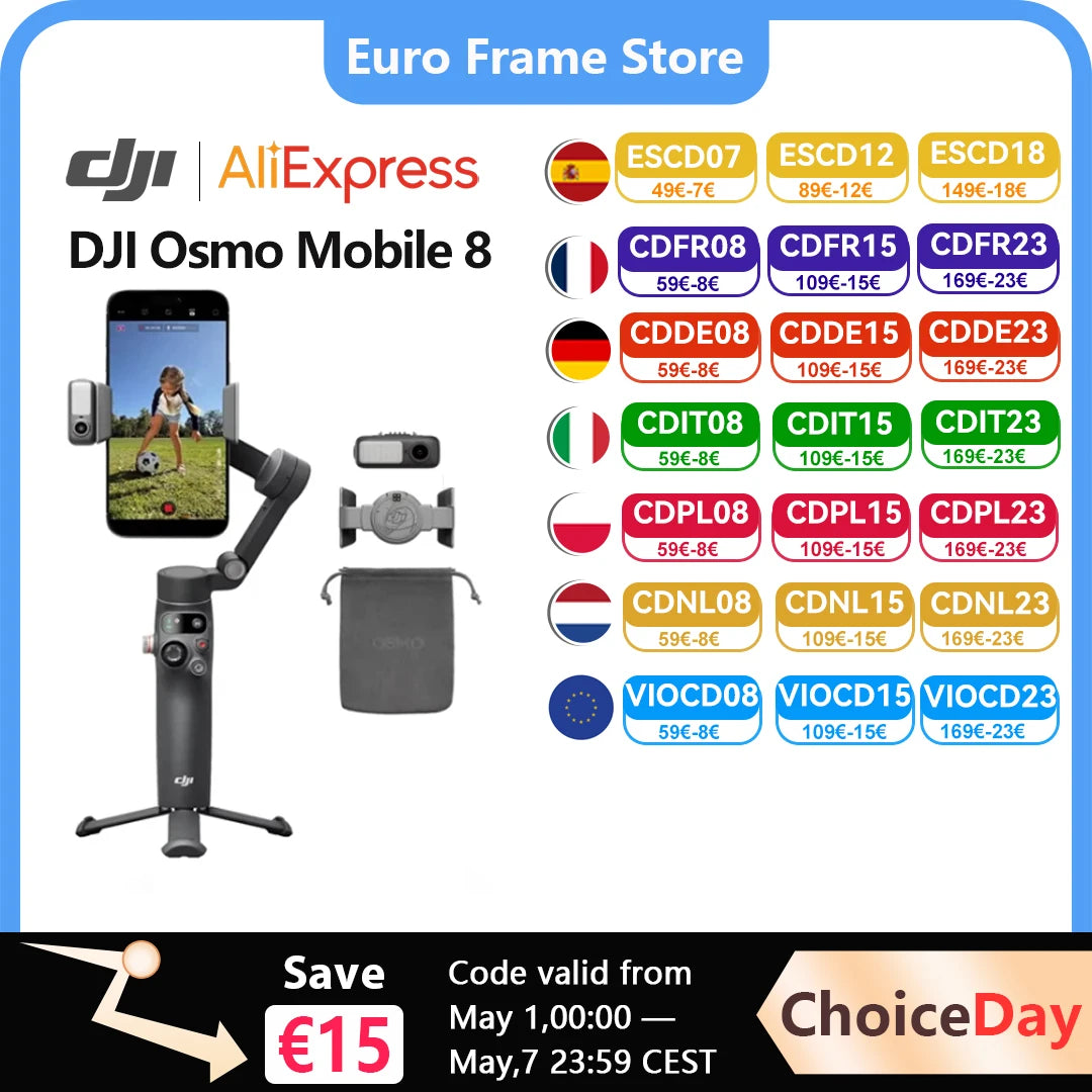 DJI OM8 Osmo Mobile 8 Smartphone Gimbal Stabilizer 3 Axis Mobile Phone Gimbal Original Brand New OM8 Ürün ana görseli