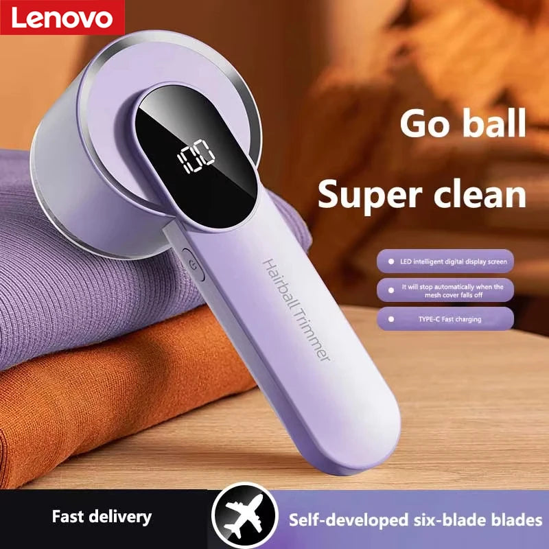 Lenovo Lint Remover Clothing Hairball Trimmer Clothes Sweater Fabric Shaver LED Display 6 Blade Portable Fabric Remove Machine Main image