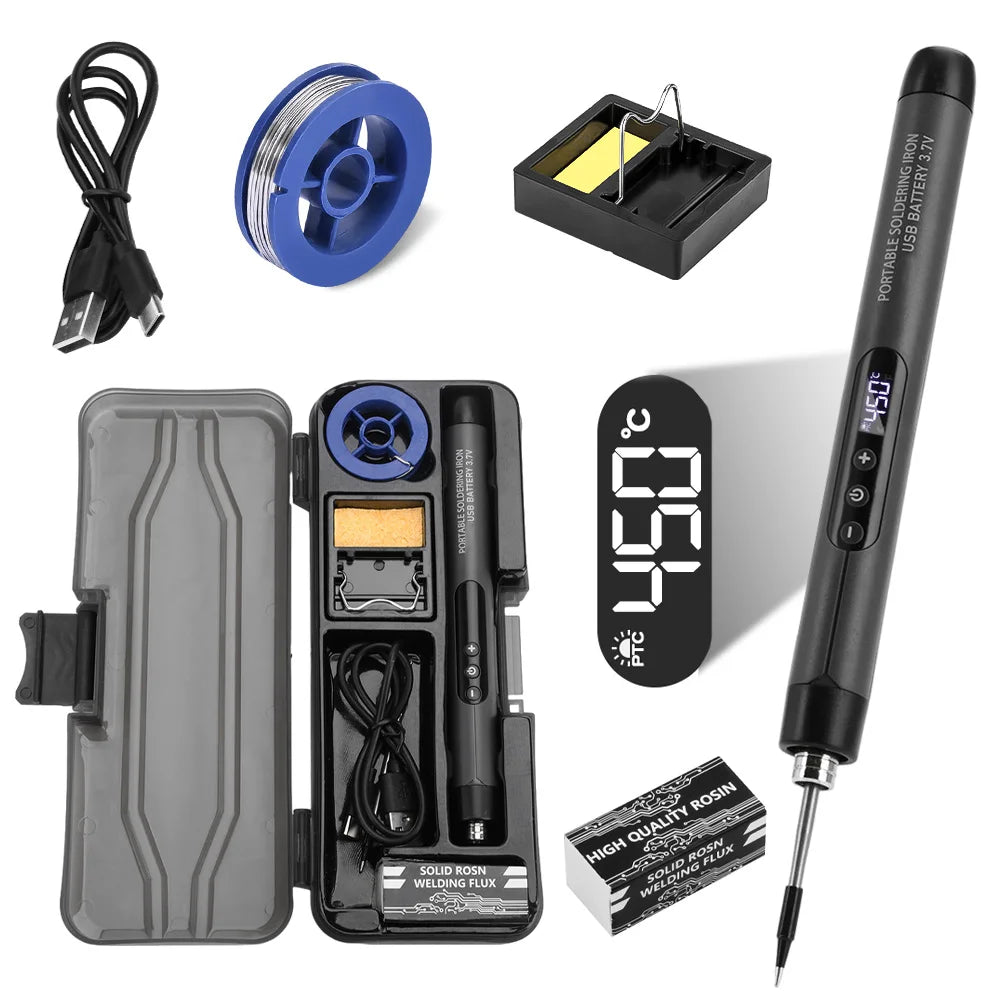 USB Soldering Iron Mini Small Soldering Iron Set Portable Household Type-C Interface 600mAh Battery Adjustable Temperature Ürün ana görseli