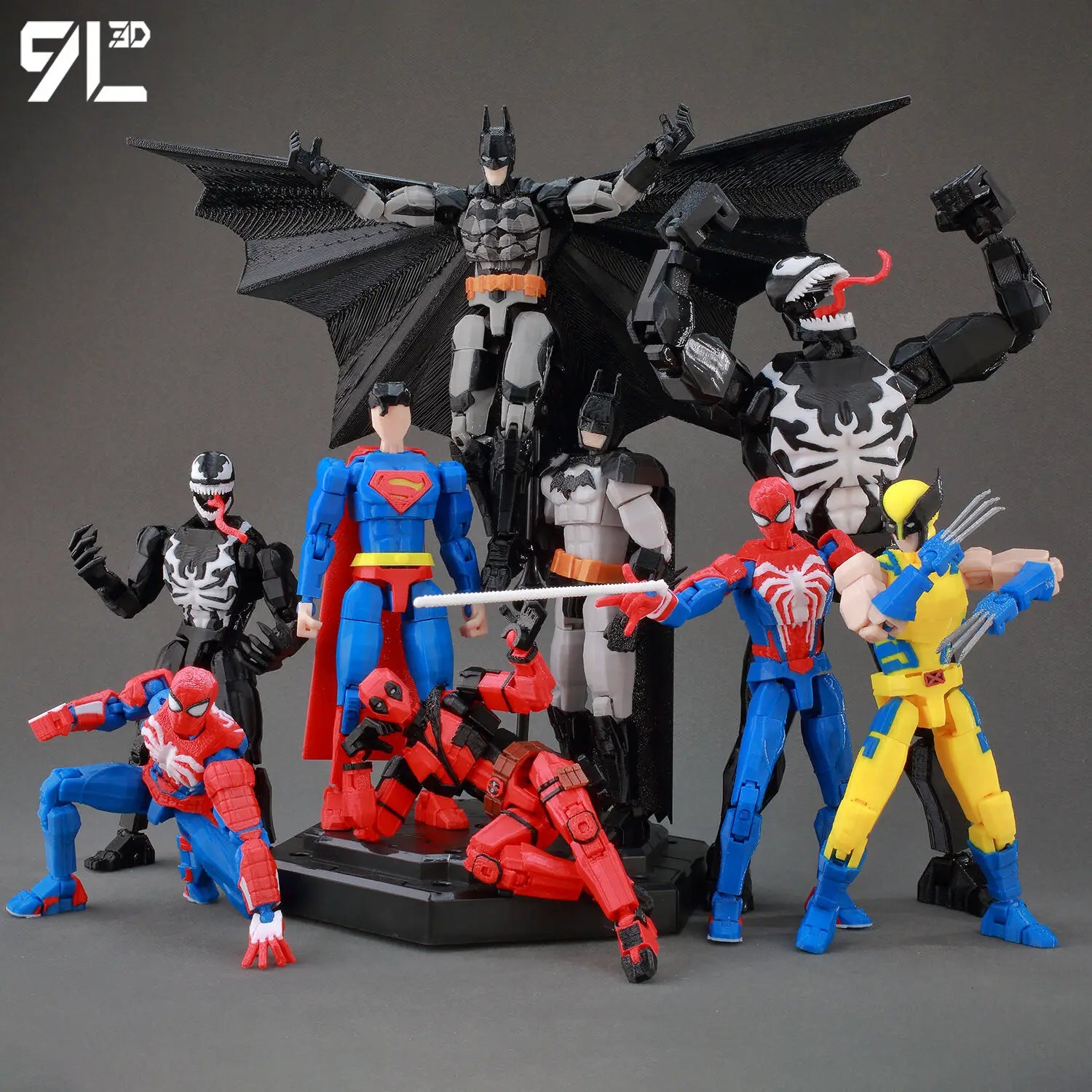 9L3D Printed Deadpool Wolverine Batman Spider-Man Venom Action Figures Dummy13 Lucky13 T13  Anime Model Toys Collectors Gifts Ürün ana görseli
