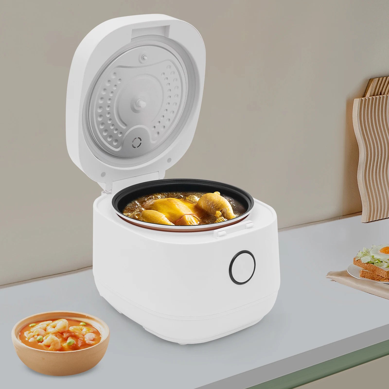 900W 5-Liter Multi-cooker 220V-240V Mini Rice Cooker with Inner Pot and Filter Basket 24-Hour Reservation Function for Household