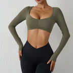 QINACTIVE Women Yoga Shirts Crop Top Long Sleeves Shirts for Women Yoga Sports Fitness Gym Clothes Workout Tops