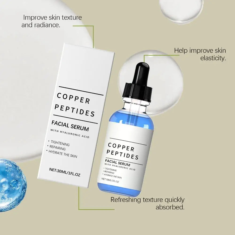 Copper Peptide Serum Anti Wrinkle Remover Antioxidant Tighten Skin Barrier Repair Deep Hydration Hyaluronic Acid Face Serum