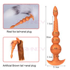 3-10cm Huge Anal Plug with Tail Sex Toys for Adult Games Couples DIY Cosplay Big Butt Plug Silicone Soft Long Anal Beads Women