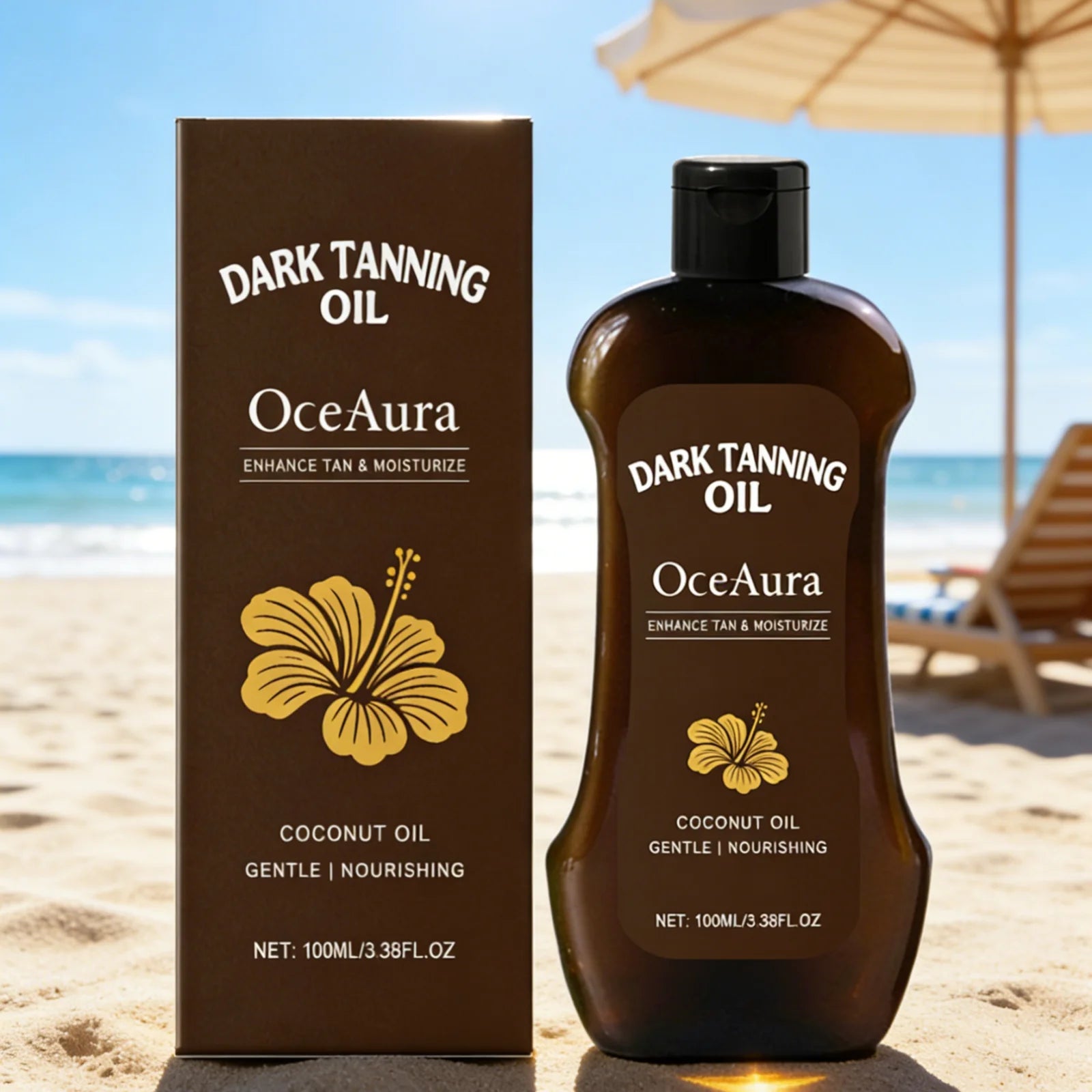 OceAura Tanning Oil Lotion Deep Moisturizing Nourishing Skin Rejuvenating Long Lasting Tan Lightweight Non Greasy Bronzing Oil Ürün ana görseli