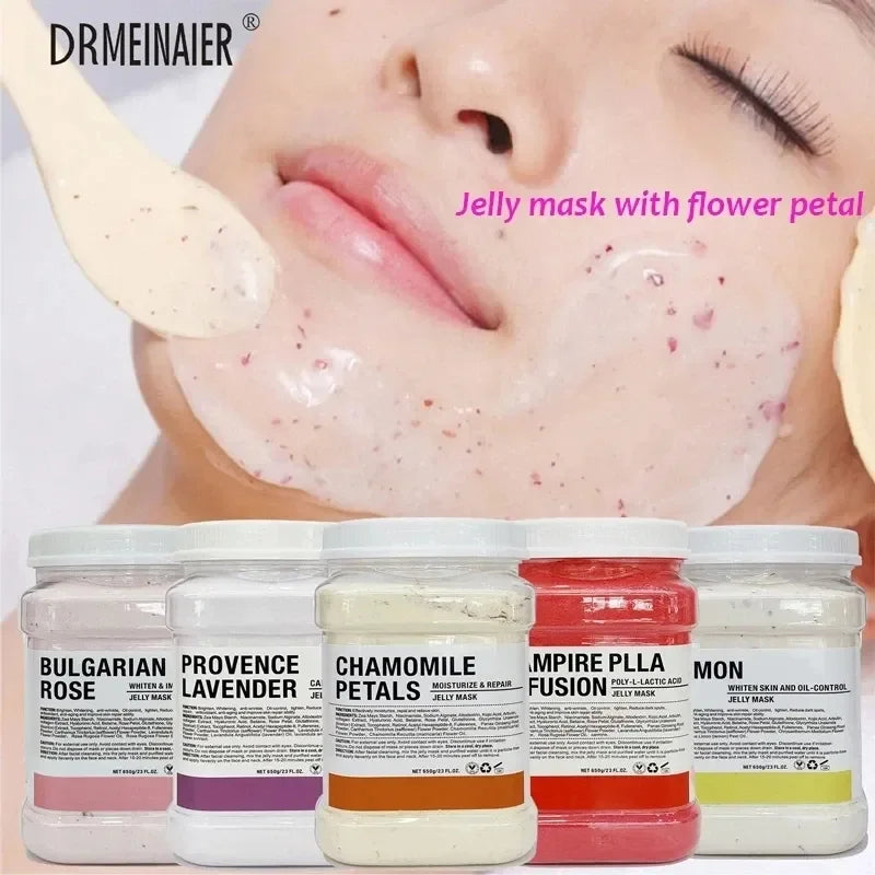 650g Arbutin Rose Jelly Mask Powder DIY Masks Peel Off Vitamin C Hyaluronic Acid Facial Skin Care 24K Gold Mud Mask