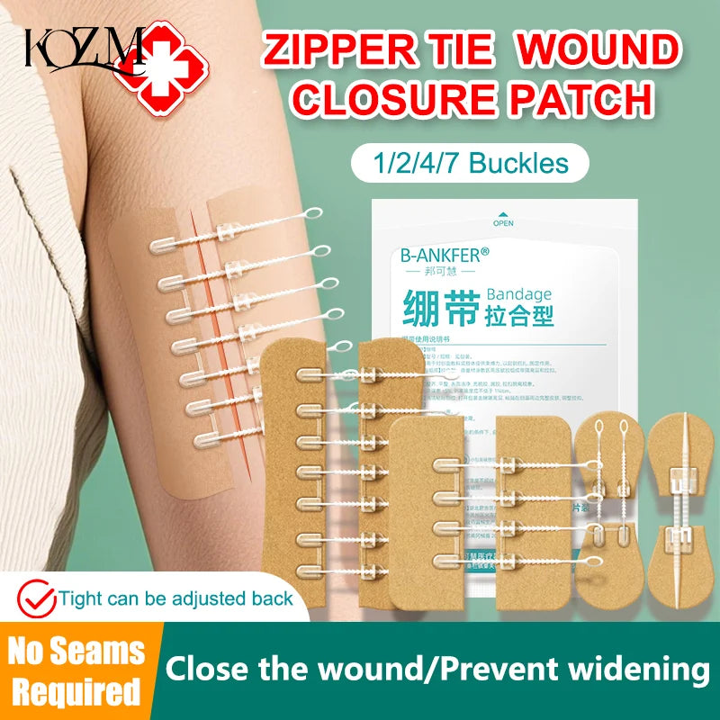 Zipper Tie Wound Closure Patch Hemostatic Patch Wound Fast Without Suture Zipper Outdoor Band-Aid Portable Quick Clot Wound Main image