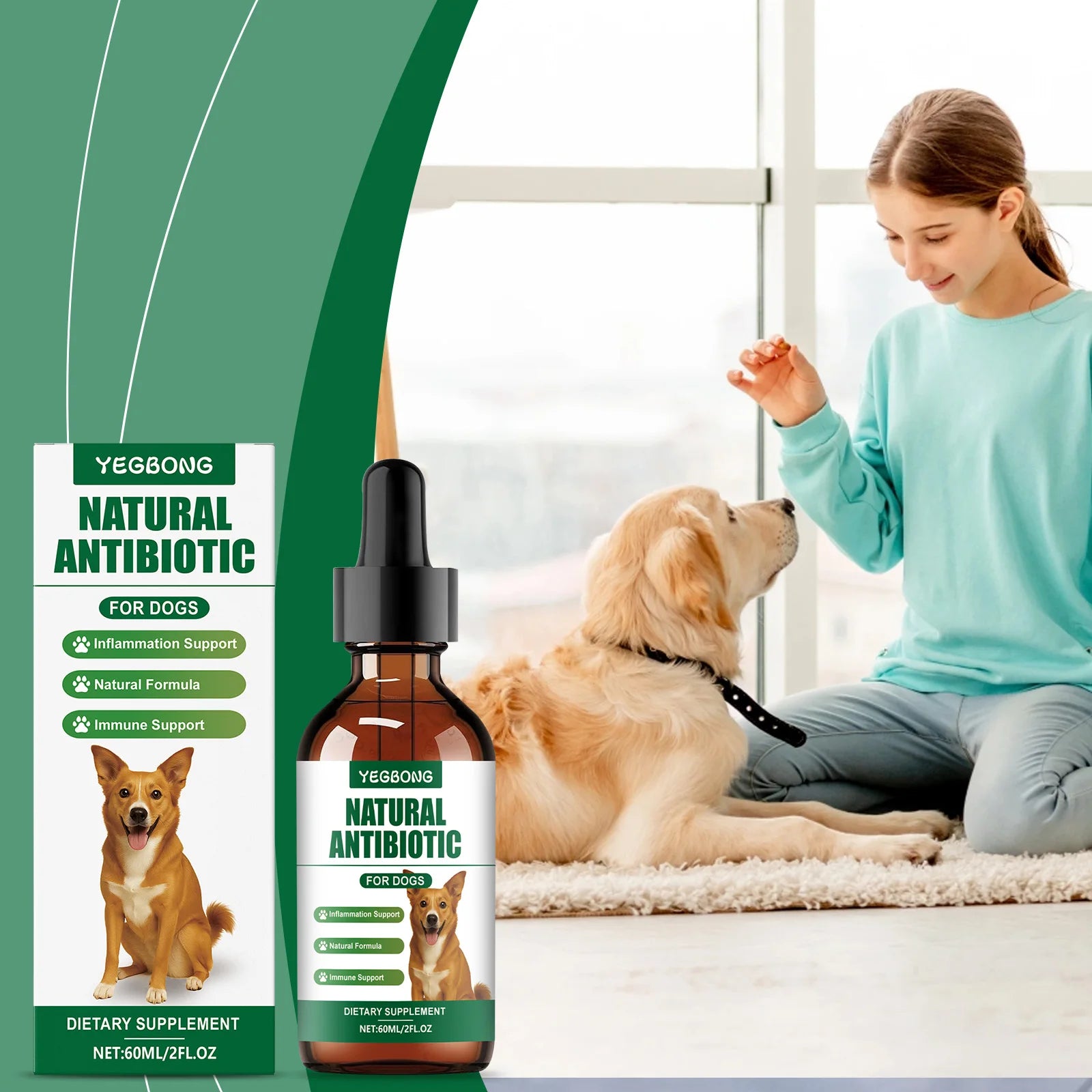 60ml Immune-Boosting Multivitamin Supplement for Dogs, Gentle Formula to Relieve Skin Discomfort, Daily Nutrition Supplement Ürün ana görseli