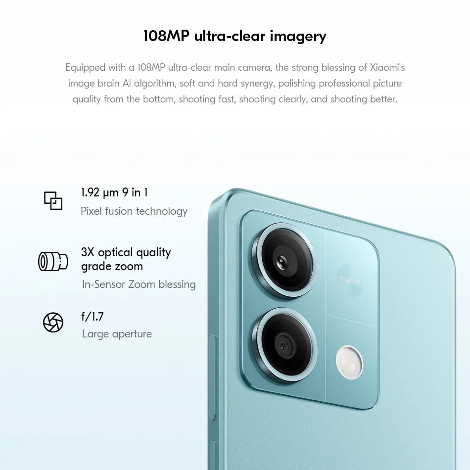 Global firmware  Xiaomi Redmi Note 13 5G Smartphone 128GB 256GB ROM Dimensity 6080 6.67'' AMOLED Screen 5000mAh 33W used phone