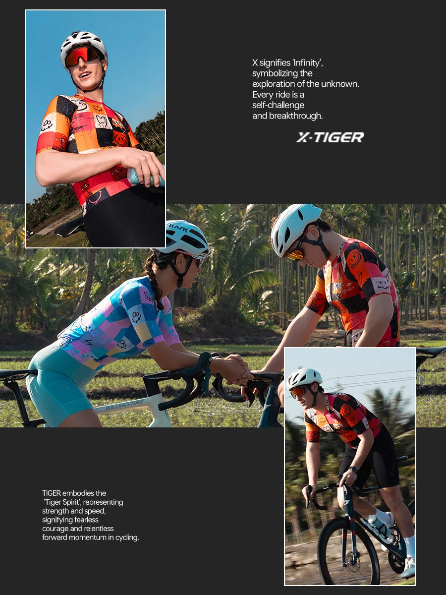 X-TIGER Summer Men's Cycling Jersey Short Sleeve Slim Fit GRAFFITI ART STYLE Breathable Maillot for Mountain Road Bike Pro