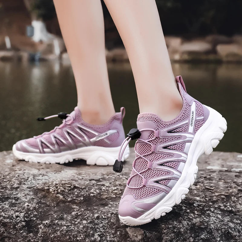 Women Summer Hiking Shoes Breathable Lightweight Outdoor Trekking Sneakers for Mountain Climbing