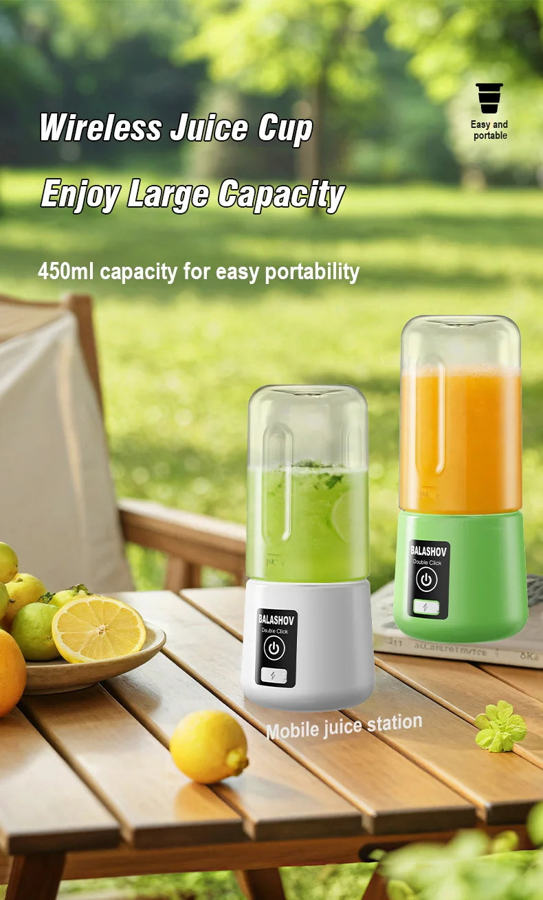 Portable Juicer Blender 450ml Juice Maker USB Rechargeable Lemon Orange Fruit Juicing Cup Electric Juice Machine Travel Juicers
