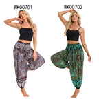 Women's Boho Wide Leg Harem Pants Adult High Waist Yoga Loose Lantern Pants Breathable Beach Trousers Vacation Printed Jagger
