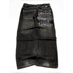 American Y2K 2025 New Baggy Wide Leg Black Jeans Overszied Women Street Casual Joker Denim Pants Couple Jeans Vintage Streetwear