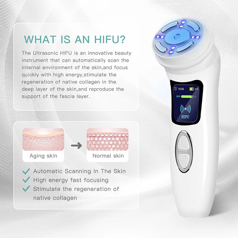 MINI HIFU 4th Generation Lifting Machine EMS Warm Ultrasound Facial Eye Massage Instrument Skin Firm Home Use Spa Beauty Devices