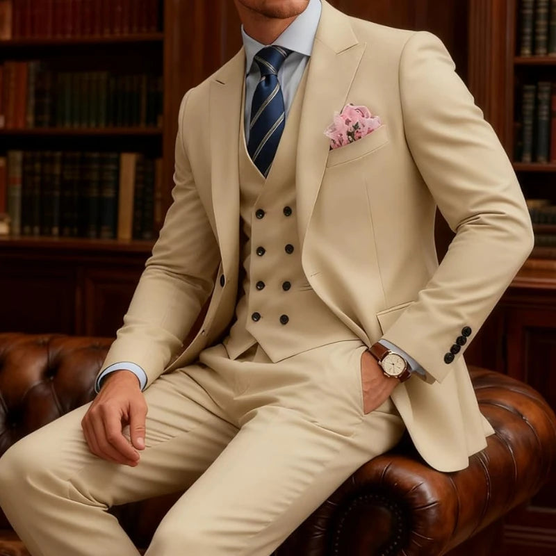 Mens 3 Piece Slim Fit For Men Double Breasted Suit Wedding Prom Suits Formal Business Dinner Tuxedo Secondary image