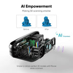 3DMakerpro Moose Lite 3D Scanner, NIR Light Source, 0.05mm Accuracy, 0.10mm Resolution, 24-bit Color Camera, 10fps Frame Rate, Anti-Shake Lenses, Compatible with Windows/MacOS - Luxury Version