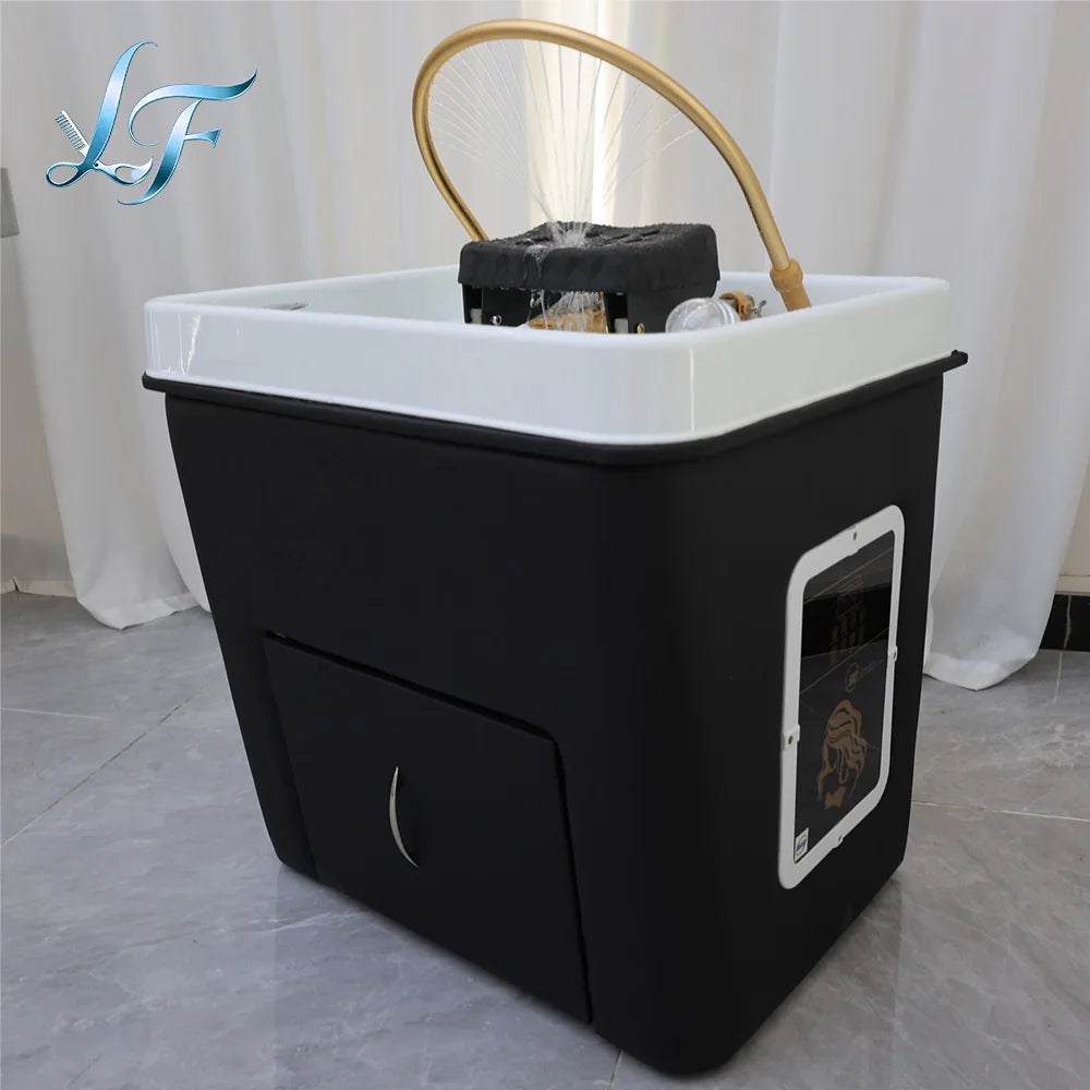 Salon Shampoo Chair With Ceramic Sink, Head Spa Fumigation Washing Station, Modern Bathroom Spa Furniture Ürün ana görseli