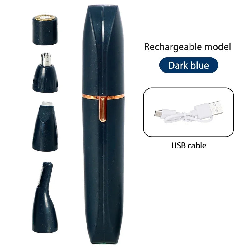 4 In 1 Electric Razor for Women Full Body Shaving Facial Epilator Shaver Eyebrow Trimmer Nose Bikini Line Electric Hair Remover