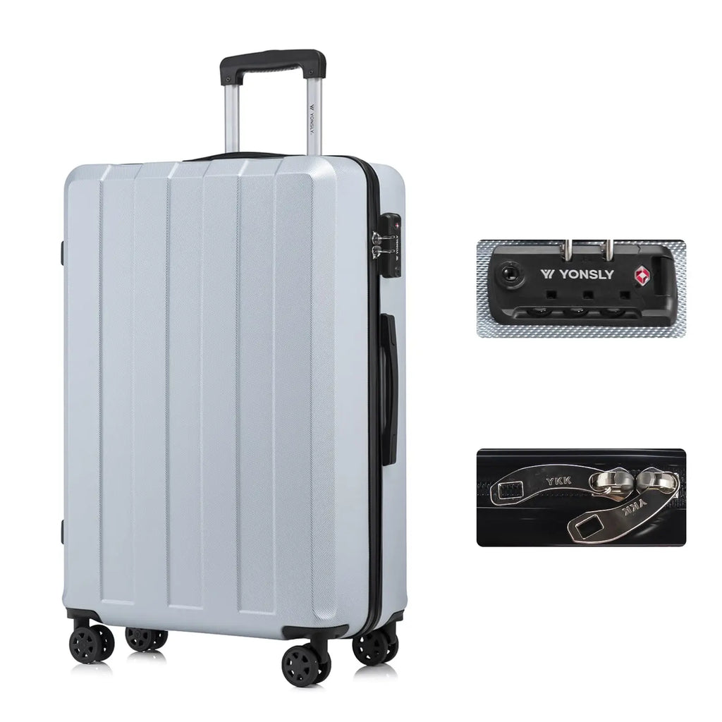 YONSLY Hardshell Suitcase 20/24/28 Inches with TSA Lock YKK Zipper 4 Silent 360° Wheels Mesh Compartment Trolley Rolling Luggage Hand Luggage Suitcase for Business Trips, Vacations, Family Journeys, and Weekend Getaways