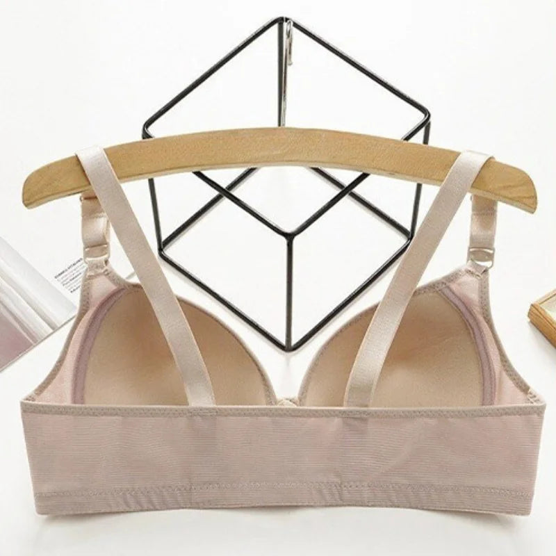 Wire Free Front Buckle Bra Thin Cup Breathable Push Up Side Support Vest Style Adjustable Comfort Underwear For Women