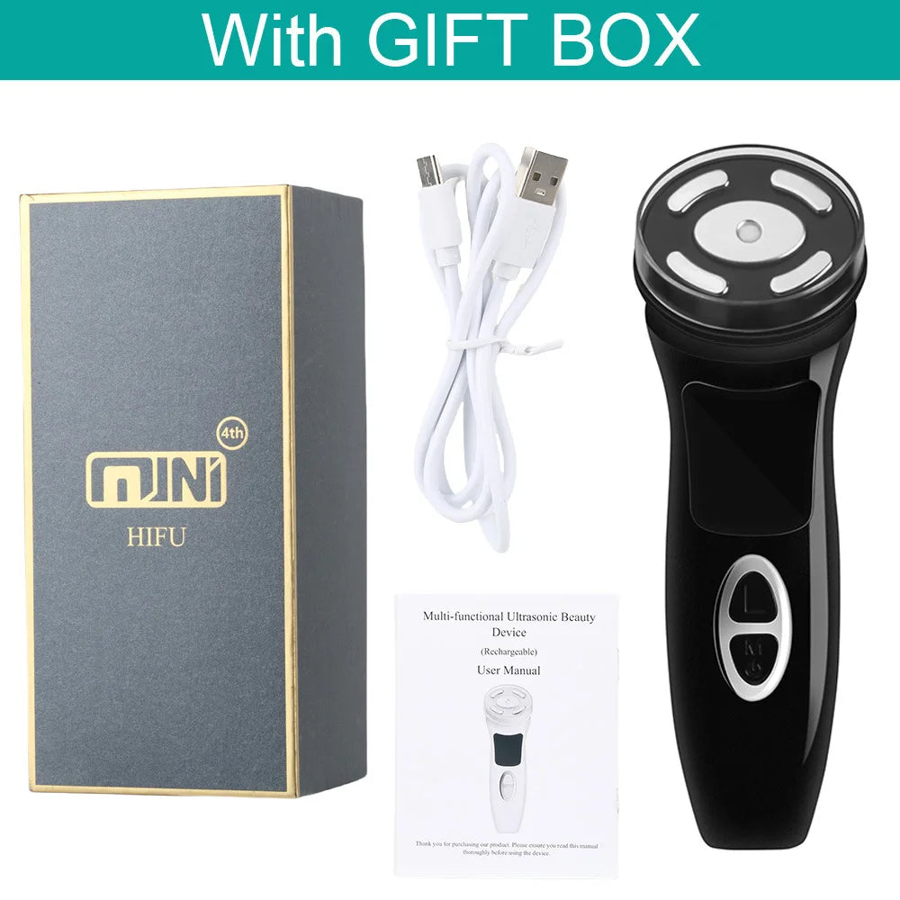 MINI HIFU 4th Generation Lifting Machine EMS Warm Ultrasound Facial Eye Massage Instrument Skin Firm Home Use Spa Beauty Devices