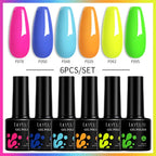 LILYCUTE 7ML 6PCS Neon Gel Nail Polish Set fluorescent Series Color Changing Semi Permanent Soak Off Manicure kit Nail Art Gel