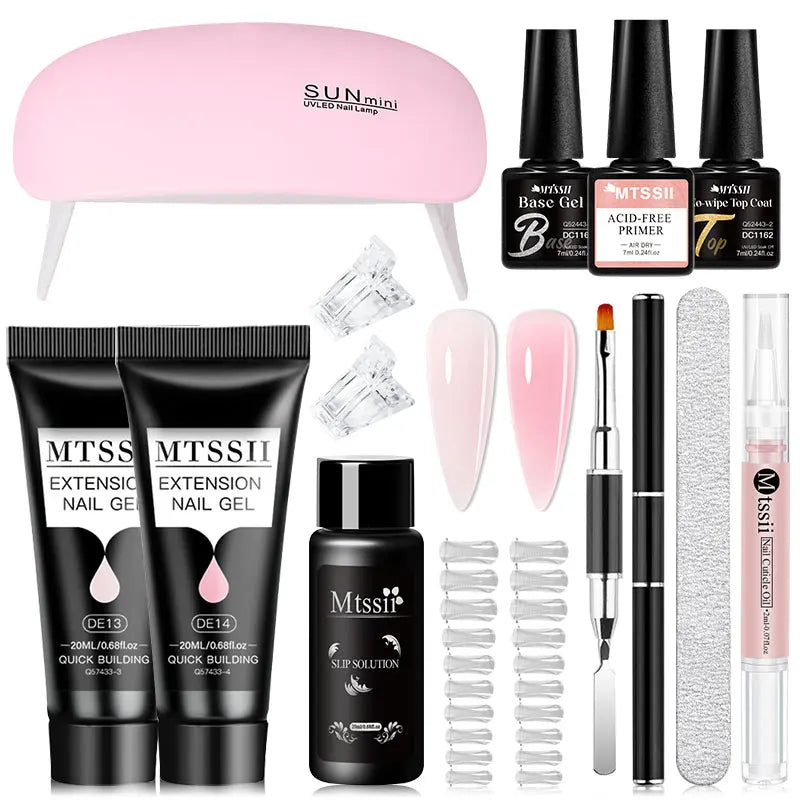 24PCS/Set 20ml Poly Naili Extension Gel  Kit Mini UV Lamp Sealer With Base Top Coat Professional Poly UVNail Gel Kit Starter Kit