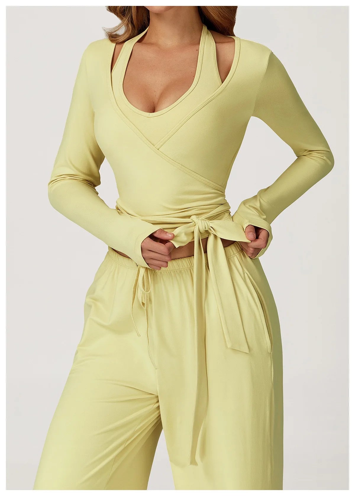 Yoga Clothing Cover-up for Women with Cross Straps, Slim Fit Sports Top, Fitness Long-sleeved and Beautiful Pilates Clothing
