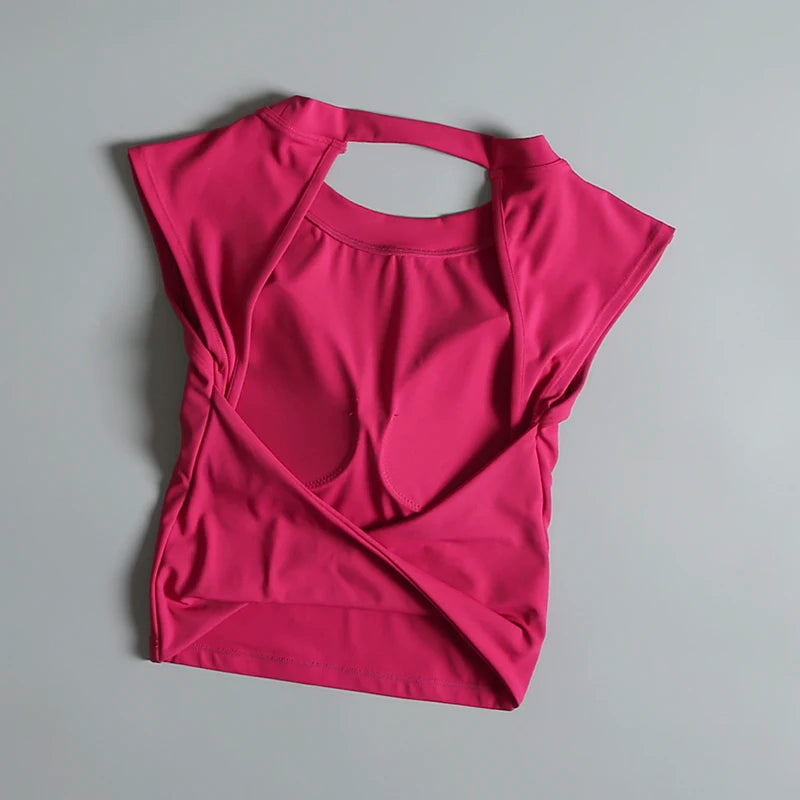Sexy Backless Sports Vest Women Fixed Chest Pad Tight Quick-Drying Slim Fit Yoga Top Breathable Fitness Shirt