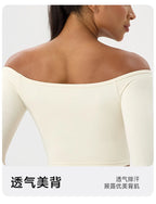 Yoga long-sleeved T-shirt women's one-shoulder sexy tight fitness wear top nude feel quick-drying sports sleeved Yoga Shirts