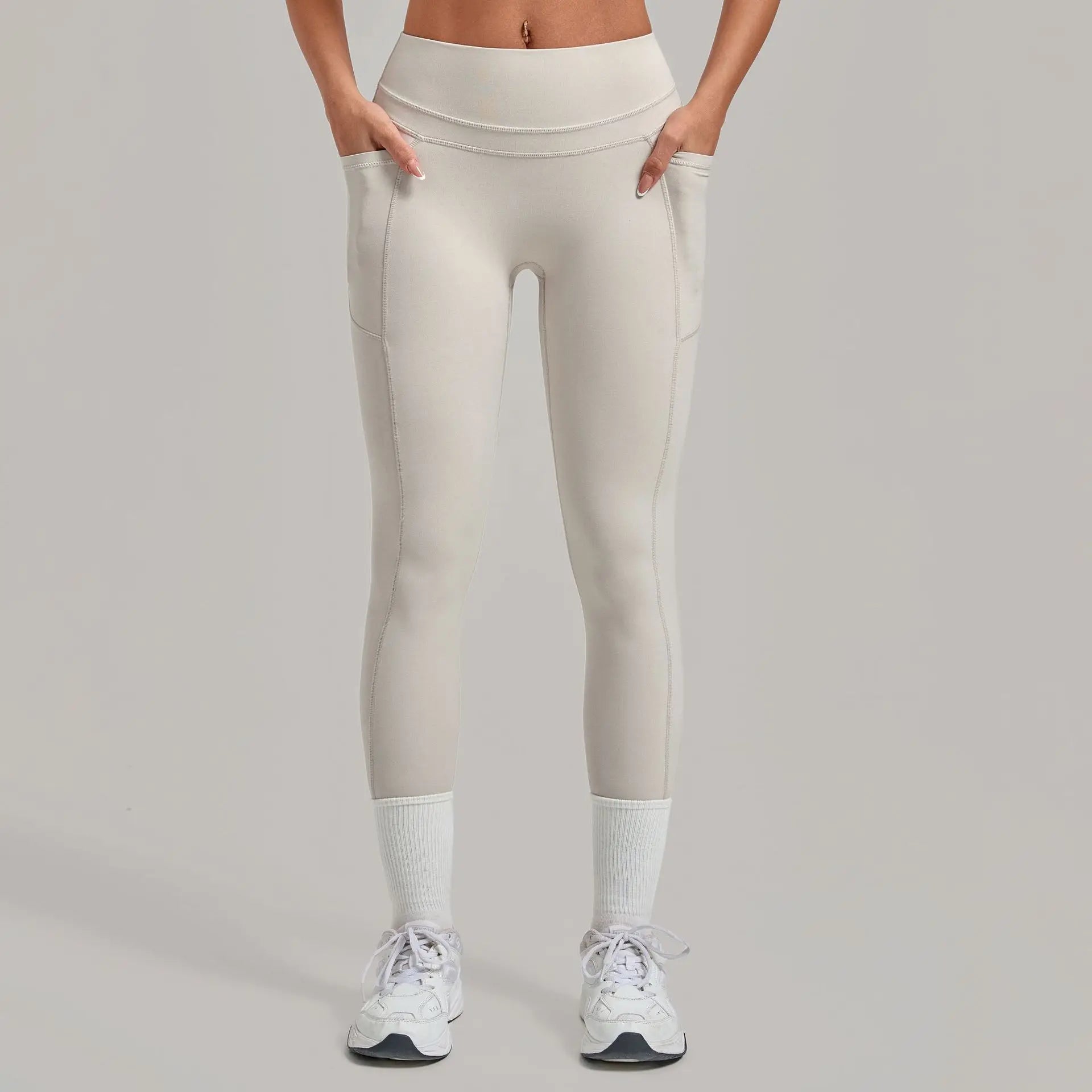 Women's Gym High-waisted High-stretch Yoga Pants with Side Pockets Leggings Workout Running Tights Quick-dry Fitness Trousers Ürün ana görseli