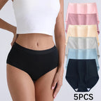 FallSweet 5PCS/set Women’s Cotton Panties Seamless Plus Size Briefs Solid Underwear Soft Breathable Underpants Female Lingerie