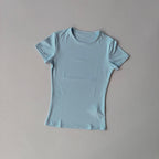 Nude-sensing Solid Color Yoga Clothes for Short-sleeved Women's Quick-drying Elastic Tight T-shirt Fitness Clothes Top Clothing