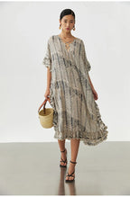 Animal Fiber Fabric~ Casual Dress for Women, Ruffled Silk Dress, Designer Niche Silk Long Dress, New Women's Fashion