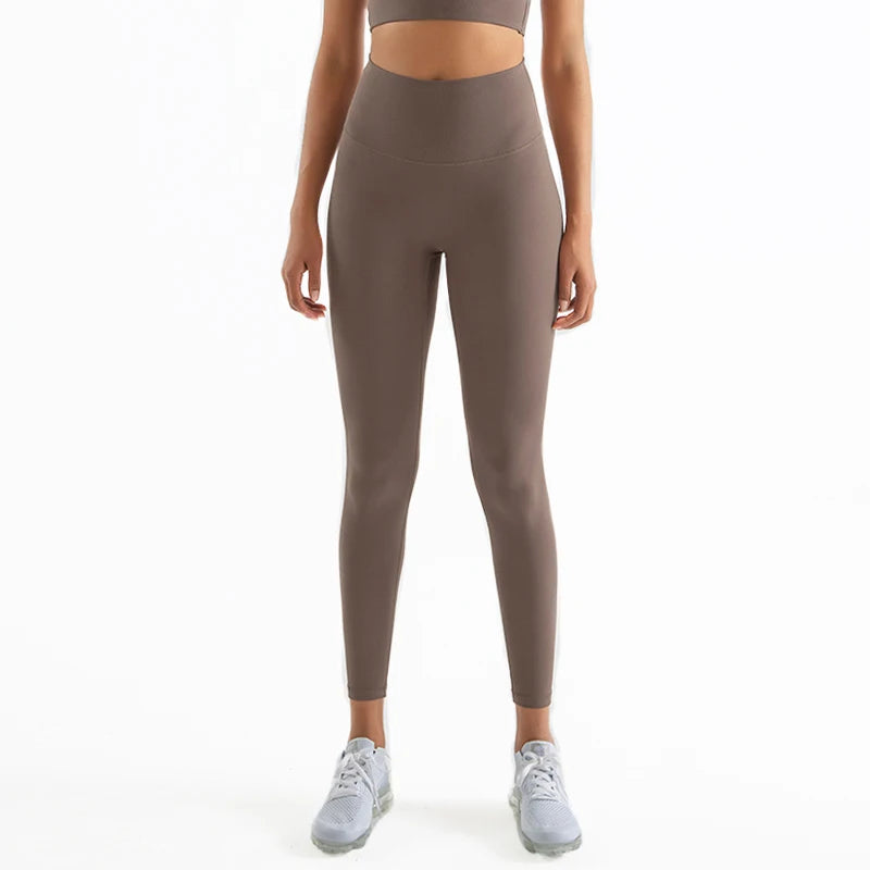 SOISOU Nylon Yoga Pants Gym Leggings Women Girl Fitness Soft Tights High Waist Elastic Breathable No T Line Sports Pants