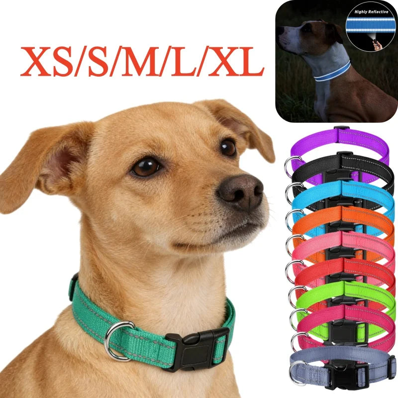 Pet Dog Collar Nylon Reflective Neck Collar for Small Medium Large Dog Pet Leash Collars for Dog Supplies Pet Accessories Ürün ana görseli