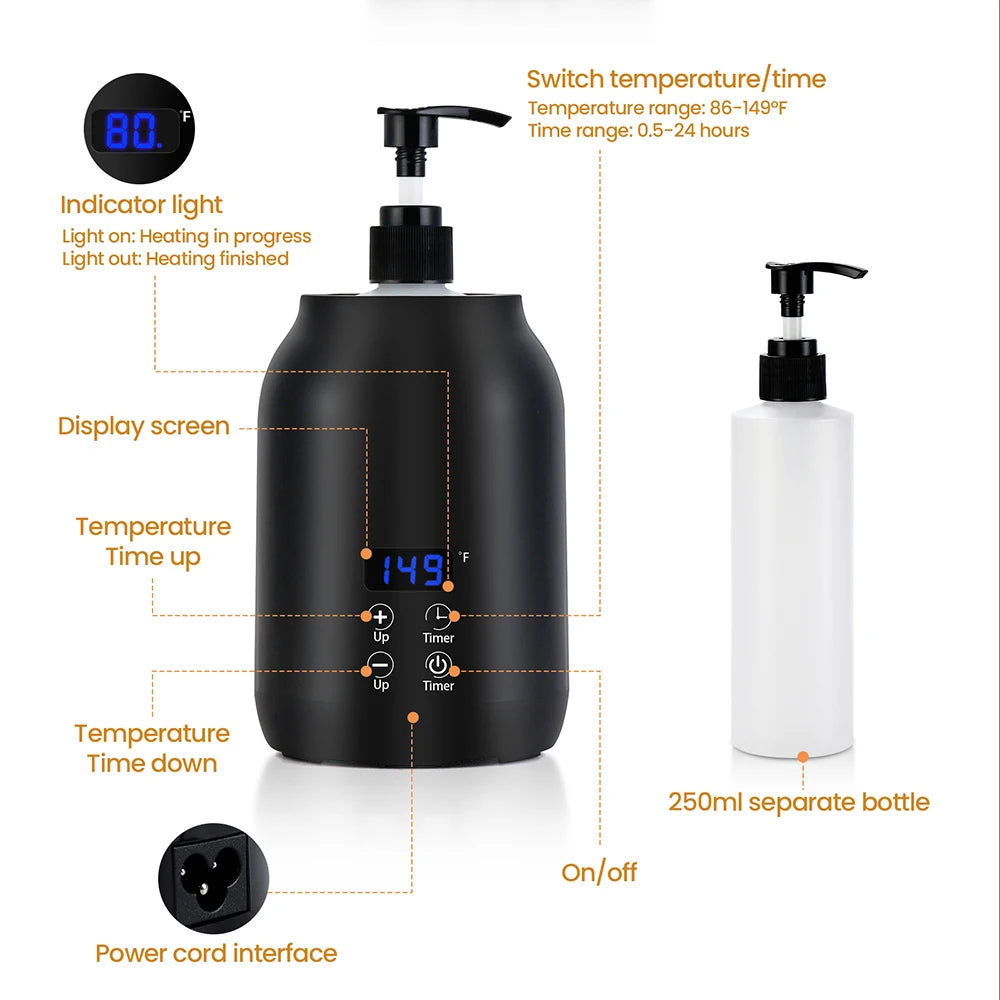Massage Oil Heater Lotion Essential Cream Bottle Warmer LED Display Temperature Control Quick Heating Body Oils For Salon SPA