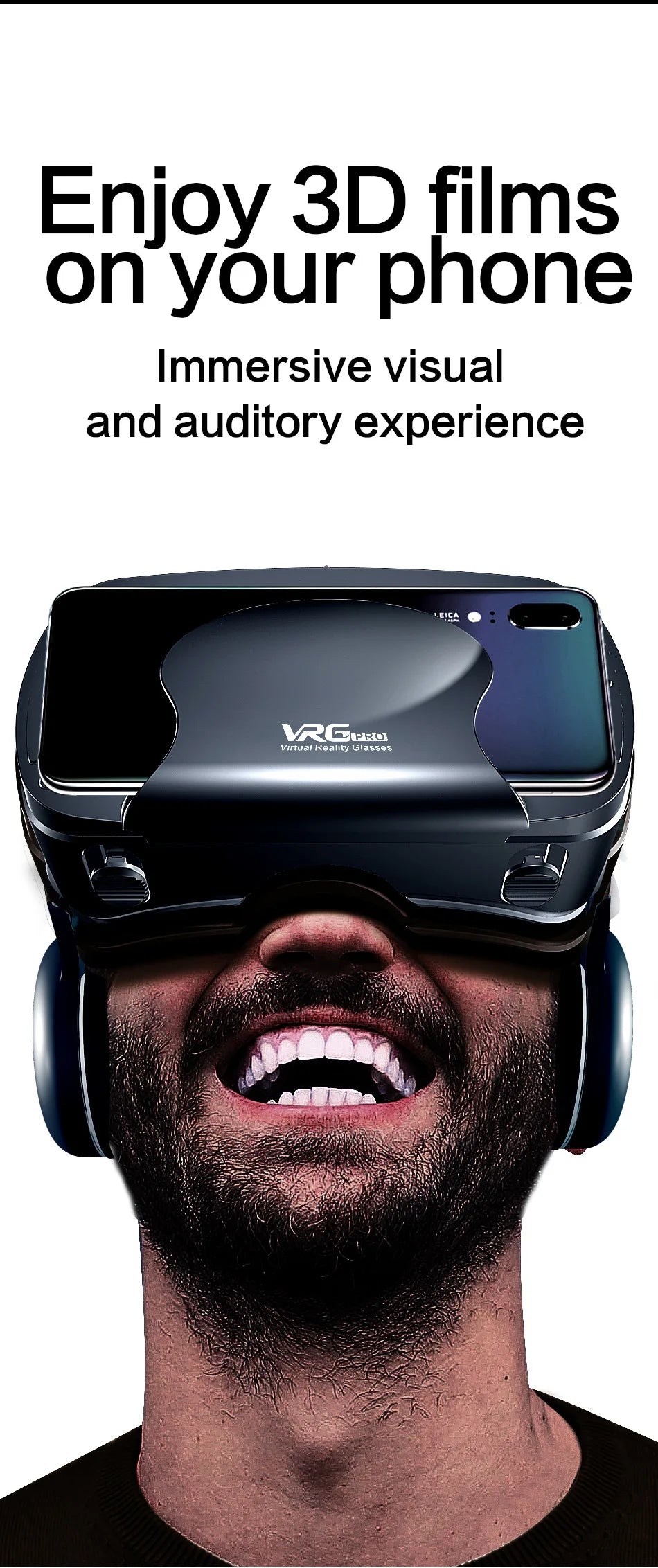 Virtual Reality 3D VR Headset Smart Glasses Helmet for Smartphones Cell Phone Mobile 7 Inches Lenses Binoculars Goggles Devices