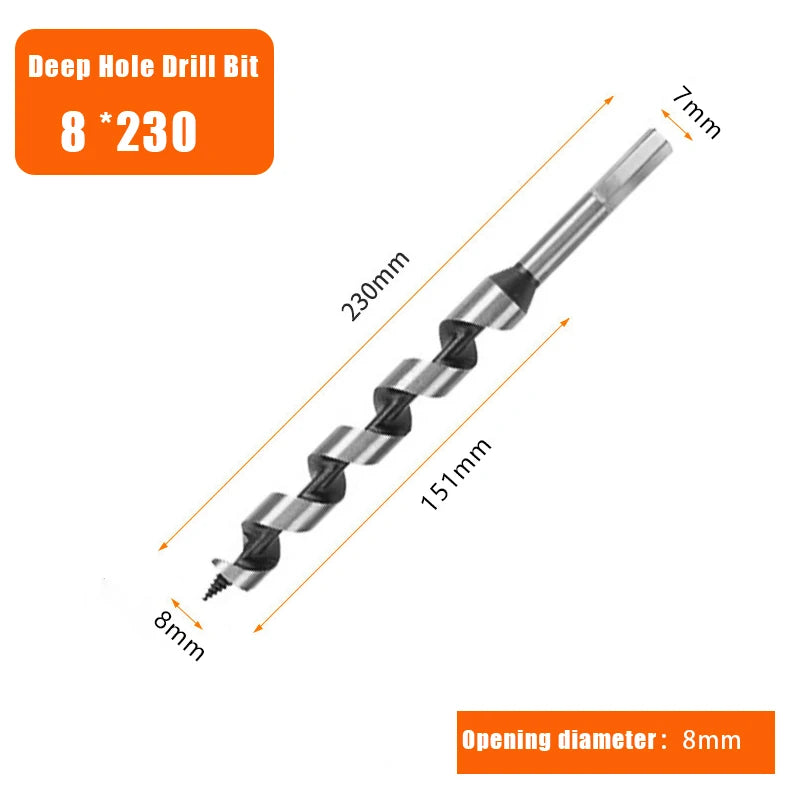 230mm Metal Steel Center Drill 6/8/10/12/14/16/18/20/22/25mm HSS Twist Drill Bit for Wood Door Lock Reaming Woodworking Tools