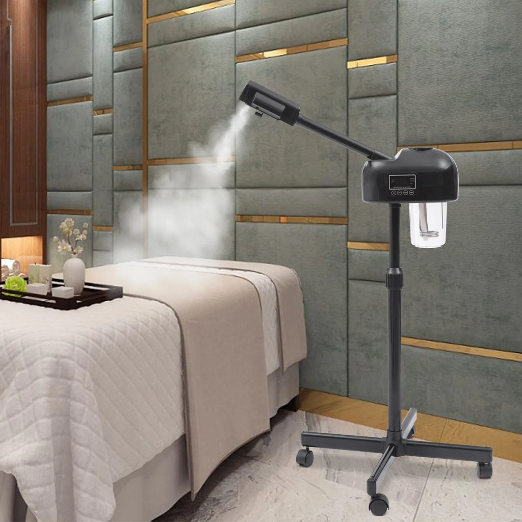 Portable Aesthetic Professional Height Adjustable Facial Steamer with LCD Screen and Wheels, Suitable for Beauty Salons and Home
