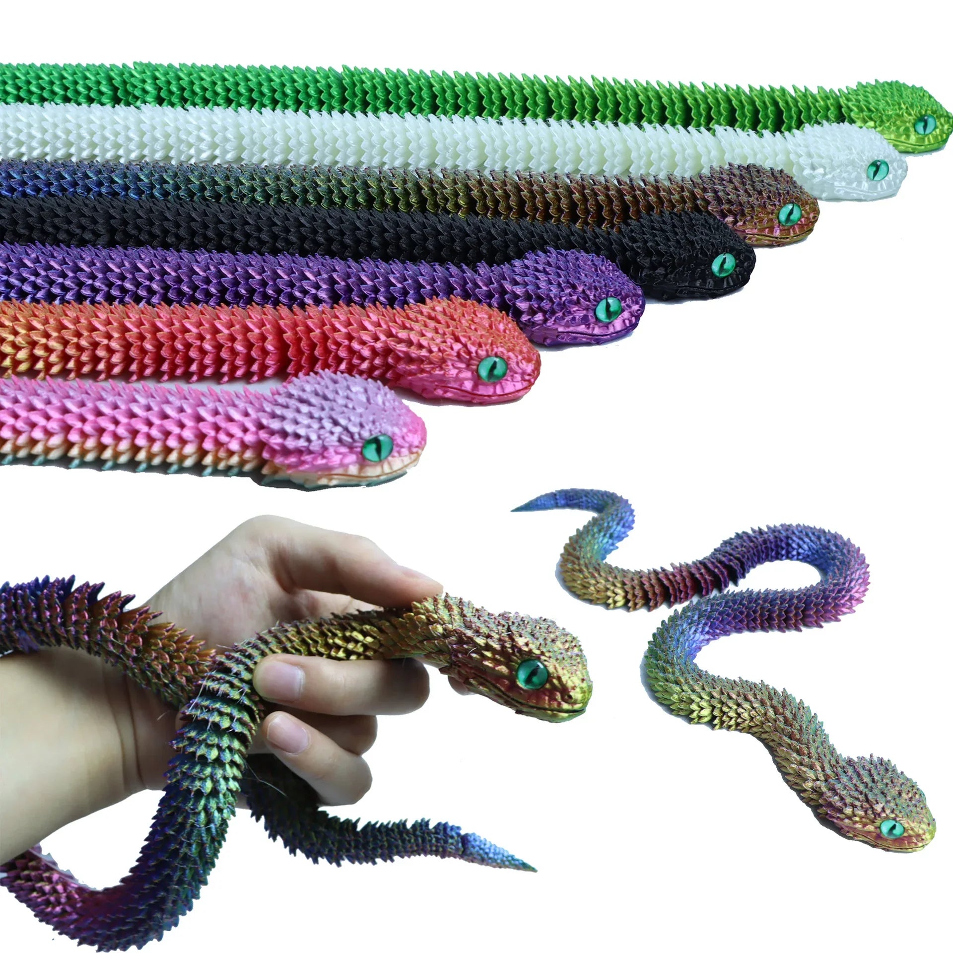 3D Printing Action Figure Snake Egg Toys Creative Stress Relief Anime Figures Moveable Rotation Desktop Ornaments Gift